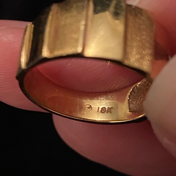 18KT Solid Yellow Gold Modern Textured Wide Heavy Band Ring Sz 5.5 - Picture 7 of 17